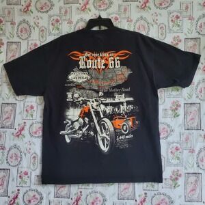 Vintage‎ Route 66 Las Vegas Motorcycle Hot Rod T-Shirt The Mother Road Size XL
